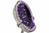 Amethyst Geode with Calcite on Metal Stand - Great Color #116287-3